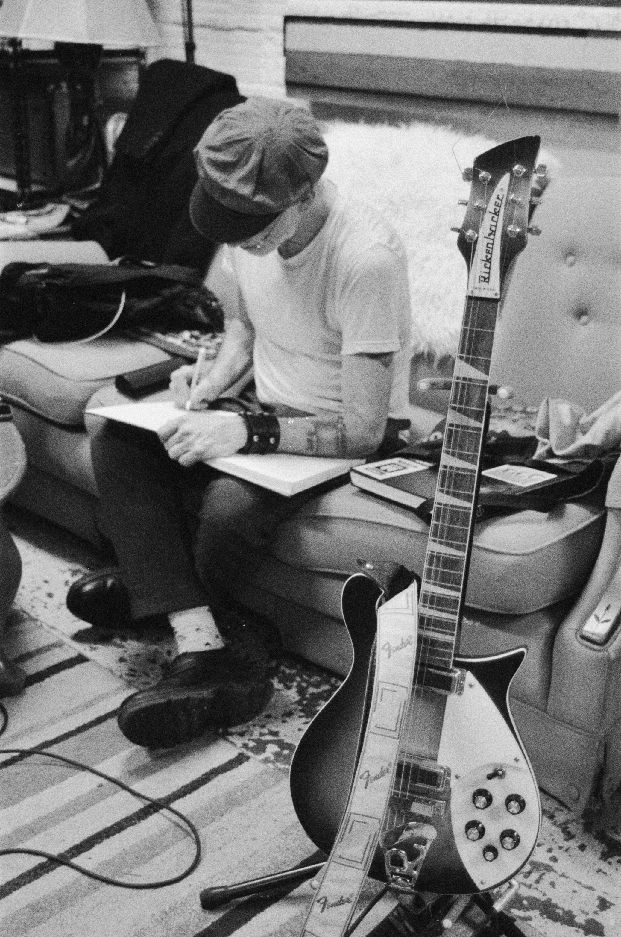 Polishing lyrics in the studio